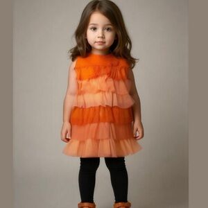 CHEROKEE layered tulle dress. Orange. 5T